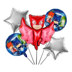 Pack de 5 Ballons de Décoration - Thème Pyjamasques (PJ Masks)