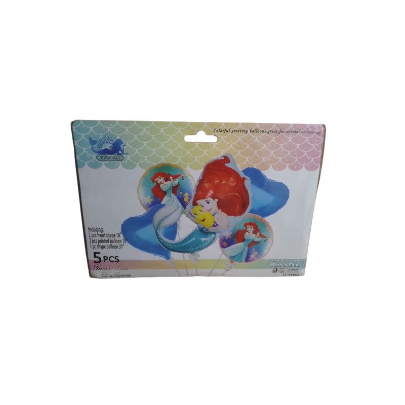 5-Piece Mermaid Princess Decoration Balloons Pack 5-Piece Mermaid Princess Decoration Balloons Pack