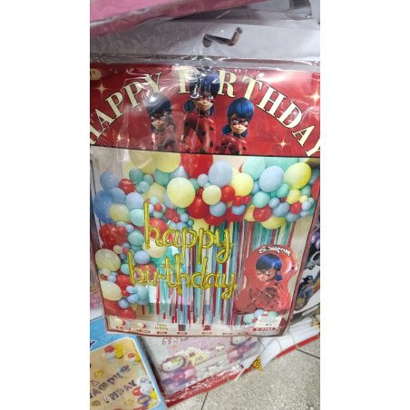 76-Piece - Miraculous Ladybug Theme Birthday Decoration Kit
