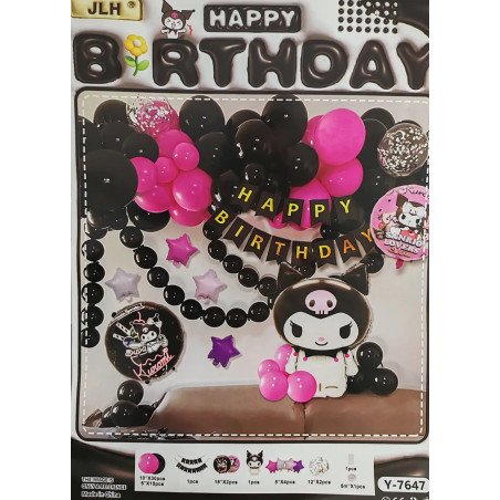 57-Piece - Fantasy Magic (Kuromi) Theme Birthday Decoration Kit