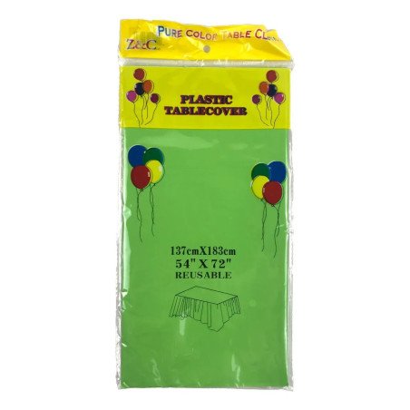 Soft Green Plastic Tablecover - Reusable