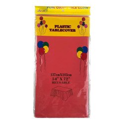 Red Plastic Tablecover - Heavy Duty