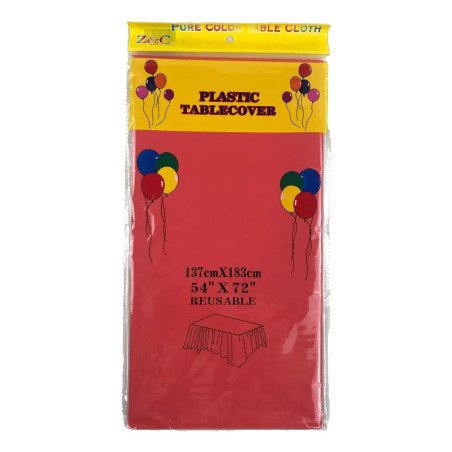 Red Plastic Tablecover - Heavy Duty