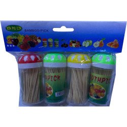 Lot de 4 Boîtes de Cure-dents en Bambou