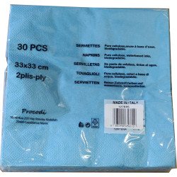 30 Blue Paper Napkins 33x33 cm, 2-Ply
