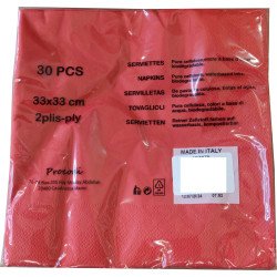 30 Red Paper Napkins 33x33 cm, 2-Ply